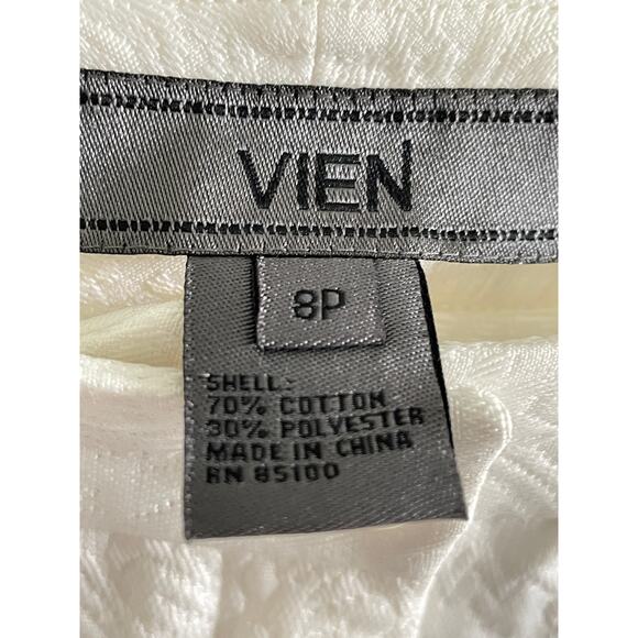 Vien White Brocade Texture Pattern Pants - Picture 3 of 5